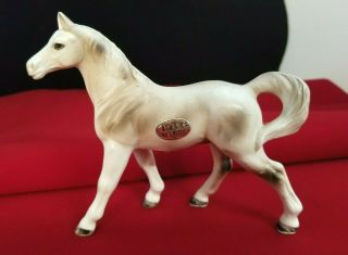 Vintage Enesco Porcelain White Horse / Marked Japan / Hand Painted / 5 1/2 " L