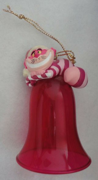 Disney Alice In Wonderland Cheshire Cat On Glass Bell Christmas Ornament