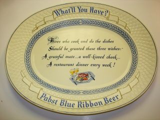 Pabst Blue Ribbon " Wives Three Wishes " Plastic Beer Tray - 1954
