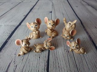 Vintage Whimsical Tumbling Ceramic Six Mice Set Made In Japan
