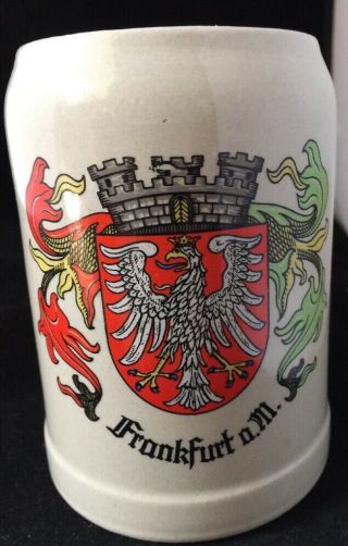 Gerz Frankfurt Crest Germany Stoneware Beer Stein Mug Tankard.  5l