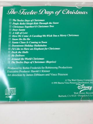 Walt Disney Presents The Twelve Days of Christmas CD 14 tracks 1991 Holiday 3