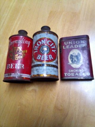 Yuengling,  Iron City Cone Top,  Beer Cans,  Union Leader Smoking Tobacco Tin,  (3)