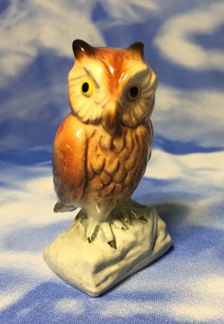Adorable 3 " Vintage Goebel Glazed Brown Owl Bird Figurine 38303 - 08 1973 Tmk5 Euc