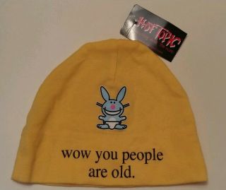 Happy Bunny Infant Hat Beanie Wow You People Are Old Yellow Hot Topic Baby Gift