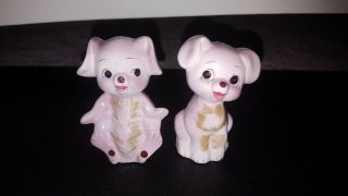 Vintage 1950s Pink Puppy Dog Salt And Pepper Shakers