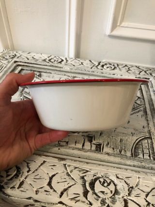Vintage Metal Porcelain Enamel Bowl White