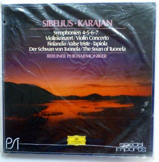 Sibelius Symphonien 4,  5,  6,  7 Karajan Berlin Phil.  4xlp Box Opera Lh 322