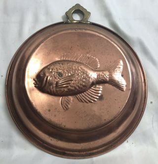 Vintage Copper Fish Mold Wall Hanging Decor 8”