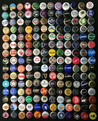 180 Different Worldwide Beer Bottle Caps/crowns,  Plastic Backed