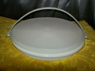 Vtg Tupperware Divided Snack Relish Tray With Lid & Handle Usa 405 - 1 Clear Large
