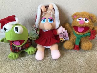 Rare Vintage 1988 Mcdonald’s Baby Kermit Frog,  Miss Piggy & Fozzy Muppets Plush