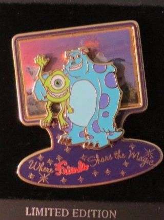 Disney Dlr Where Friends Share Magic Monsters Inc 3d Mike & Sulley Le 2500 Pin
