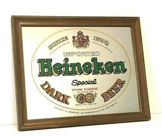 14 X 17 Vintage Heineken Special Dark Beer Mirror Sign