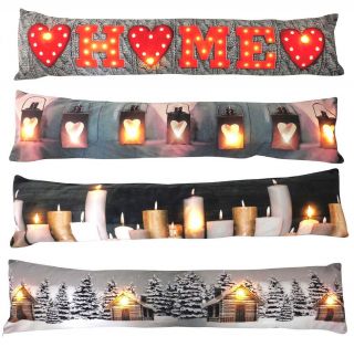 Light Up Led Draught Excluder Fabric Draft Stopper Soft Christmas Decor 88cm