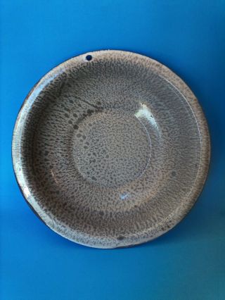 Vintage Gray Granite Enamel Ware 12 " Bowl Basin Pan Primitive Country Decor