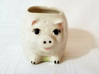 Vintage Ceramic Pig In The Grass Toothpick Holder Cute Lil 