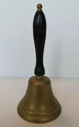 Vintage Brass School Dinner Church Bell With Black Wood Handle 8 "