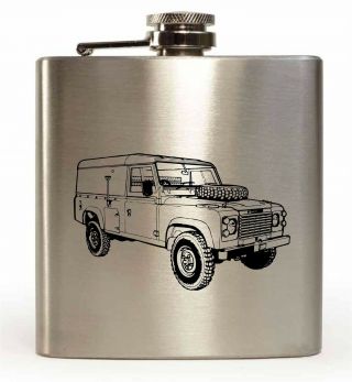 Laser Engraved 6oz Stainless Steel Hip Flask With Series 3 Land Rover Design
