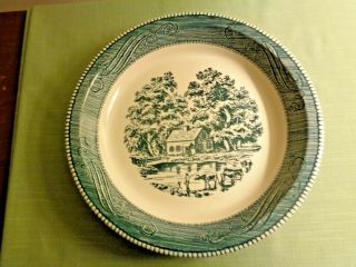 Royal China Blue Currier And Ives Pie Plate 10” Wide Lot1
