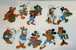 10 Vintage Walt Disney Wooden Character Cut Outs Christmas Ornaments