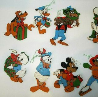 10 Vintage Walt Disney Wooden Character Cut Outs Christmas Ornaments 2
