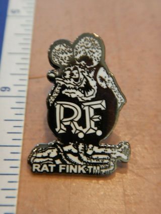 Small Black And White Rat Fink Novelty Hat Pin Lapel Pin Ed " Big Daddy " Roth