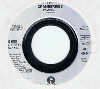 The Cranberries - Zombie/away - Uk Jukebox Island 45
