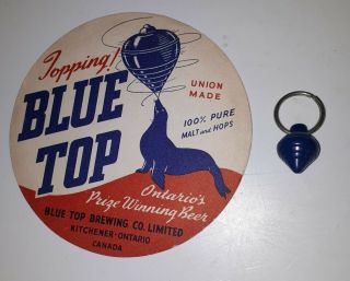 Rare Vintage Cdn (kitchener) " Blue Top Brewery " Blue Top & Small Tray Liner 5 "