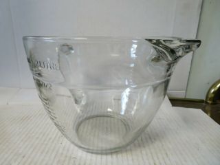 Vintage Anchor Hocking 8 cups 2 qt 2000 ML Clear Glass Measuring Cup Batter Bowl 2