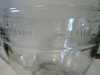 Vintage Anchor Hocking 8 cups 2 qt 2000 ML Clear Glass Measuring Cup Batter Bowl 3
