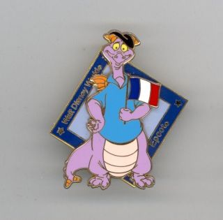 Wdw Disney World Showcase Figment Dragon With Flag Of France French Beret Pin