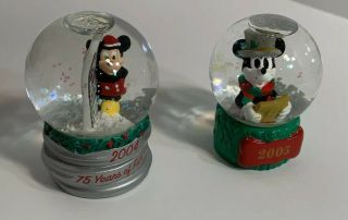 Two Disney 2004 &2005 Christmas Caroling Mickey Mouse Mini Snow Globe Jc Penney