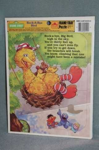 Sesame Street Nursery Rhyme Frame - Tray Puzzle Rock A Bye Big Bird 1989
