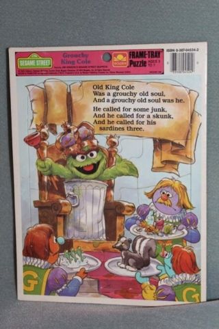 Sesame Street Nursery Rhyme Frame - Tray Puzzle Grouchy King Cole Oscar 1989