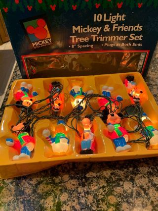 Vintage Disney Mickey Mouse And Friends Christmas Tree Trimmer 10 Light Set