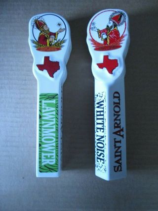 2 Saint Arnold White Noise & Lawnmower Beer Tap Handle Bar Man Cave Texas