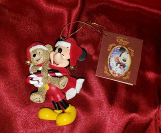 Disney Parks Mickey Mouse & Duffy The Bear Christmas Ornament Santa