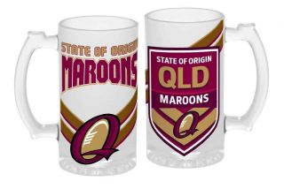 2019 State Of Origin Qld Queensland Maroons Glass Drink Stein Man Cave Bar Gift