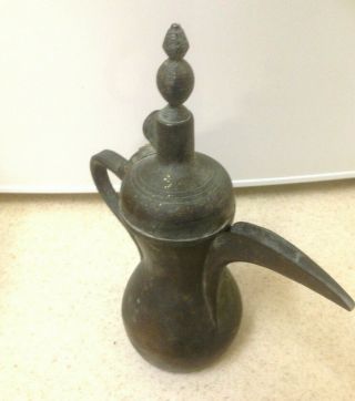ANTIQUE ISLAMIC ARABIC TURKISH DALLAH MIDDLE EAST COPPER /BRASS COFFEE POT - N RES 3