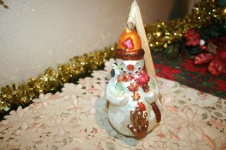 Christopher Radko Vintage Snowman Christmas Ornament Made In Poland