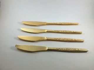 Jh Carlyle Golden Bouquet Vintage Gold Flatware Knifes Butter Knives