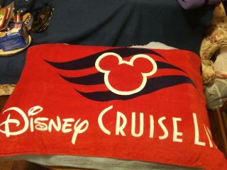 Disney Cruise Lines Red Beach Towel 56 " X28 " Which Folds Into Cinch Bag