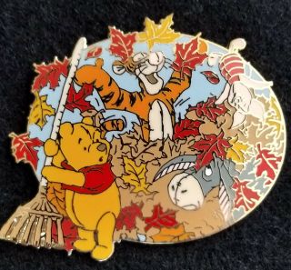 Pooh,  Tigger,  Piglet & Eeyore Seasons Series Autumn / Fall Raking Disney Pin