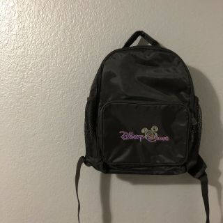 Disney Quest Black Backpack Book Bag Padded Back & Straps Zip Pockets