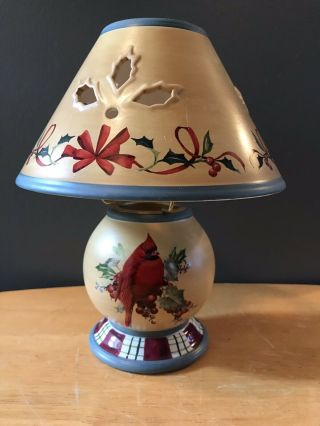 Cardinal Candle Lamp Tea Light Holder 10 " Winter Greetings Everyday Lenox Bird