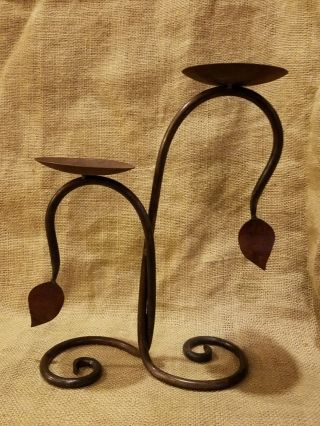 Primitive Look Vintage Wrought Iron Handmade Hand Forged Candle Holder Rustic