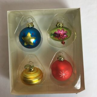 Dept 56 Tiny Trimmings Mini Christmas Ornaments Set Of 4 Glass