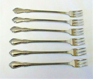 6 Oneida Wm A Rogers Deluxe Mansfield Amadeus Cocktail Seafood Forks Stainless