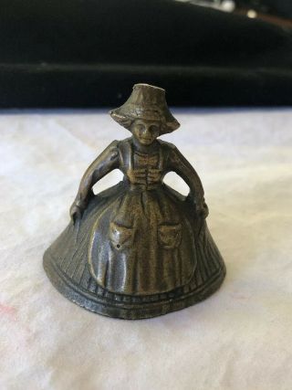 Vintage Bronze Brass Metal Lady Dutch Woman Figurine Bell Made In England